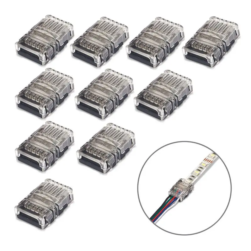 5-100pcs LED Strip Connector 2/3/4/5/6pin Electric Extension Wire Connector For 5050 RGB LED Strip Lights To Wire Connection Use