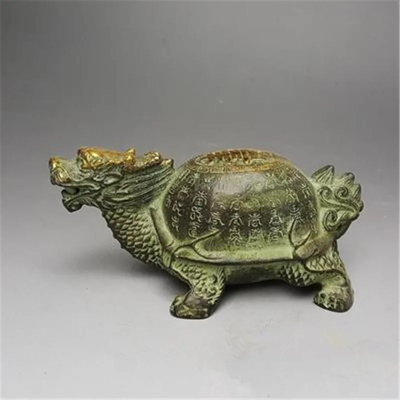 

Antique Crafts Bronze Metal Craft Gift Home Decoration Collection Antique Pure Copper Gilding Longevity Dragon Turtle Decoration