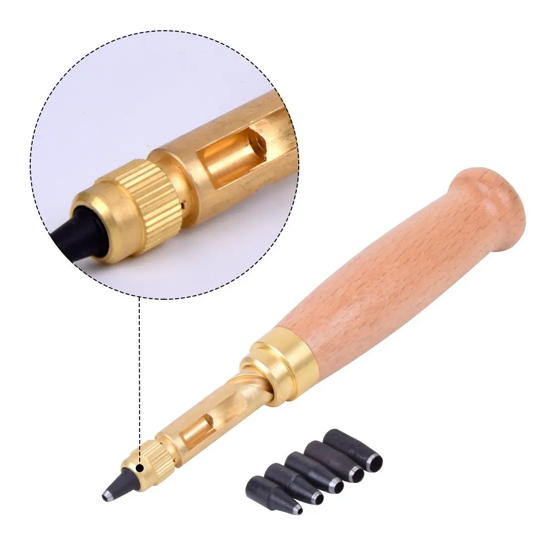 6 Tip Sizes 1.5mm, 2mm, 2.5mm, 3mm, 3.5mm, 4mm Screw Hole Punch/auto Leather Tool Book Drill Craft Kit