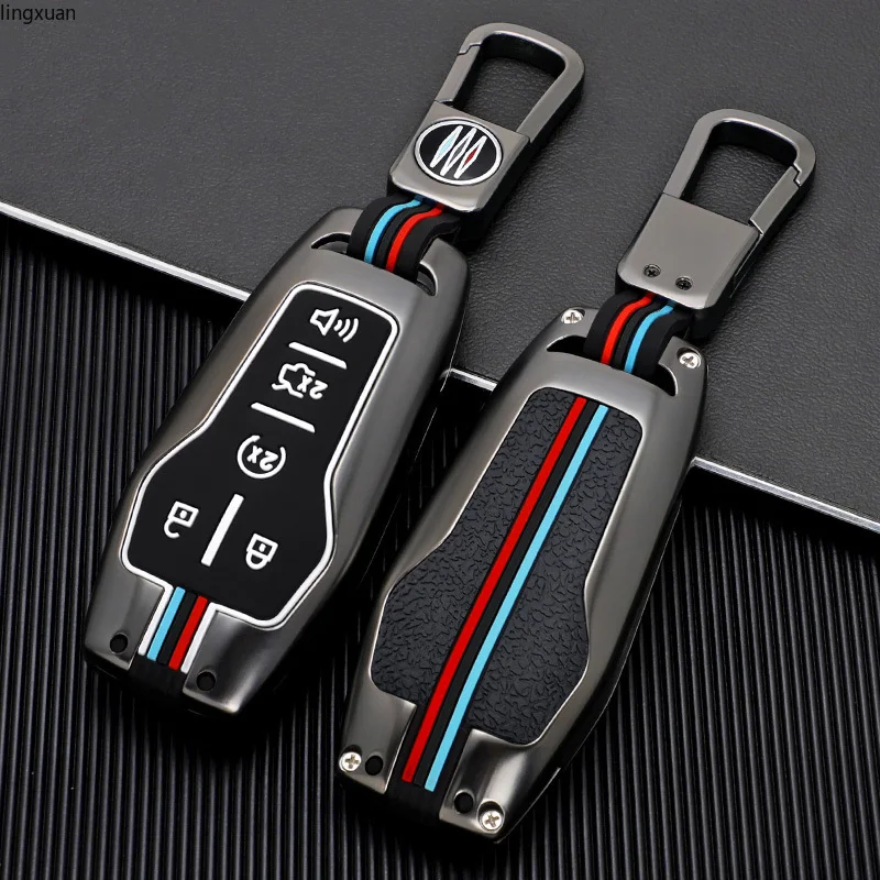 

Carbon Fiber Alloy Car Key Fob Case Cover Holder For Ford Fusion Explorer Mustang Edge F-150 Mondeo For Lincoln MKZ MKC MKX