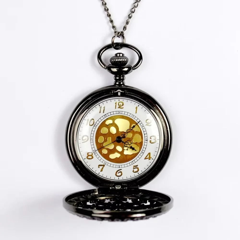 8028   Popular Exquisite Web Spider Design Pocket Watch Bronze Perspective Vintage Chain  Hollow Gold Plated Dial Gift Fob Watch