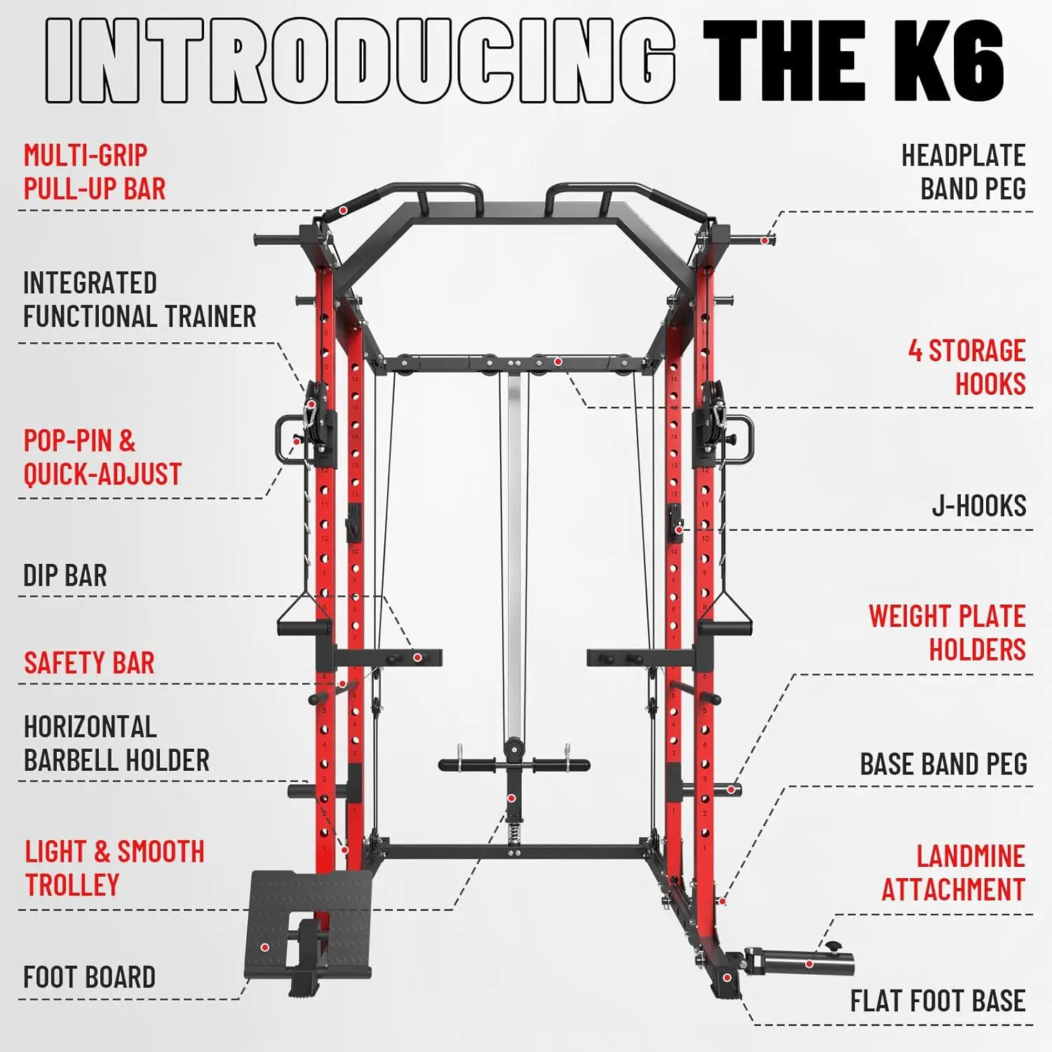 

Rack with Cable Crossover System, 1500LBS Squat Rack with LAT Pull Down System, Workout Cage with Pulley System for Fitness Home