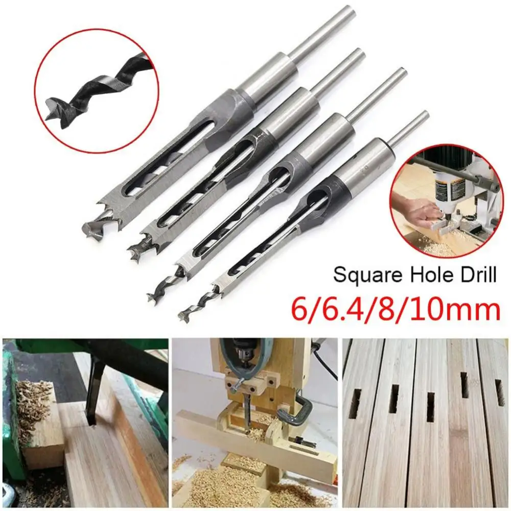 Hole Drill Bit Woodworking Tool Tool Woodworking 6/6.4/8/10/12.7mm HSS Square Mortising Chisels Tool