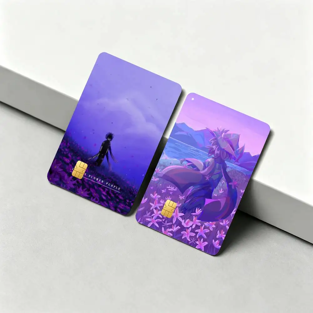 A-Azure Two time Art 1Set 4Pcs Card Skin Stickers, Waterproof Decorative Film for Credit Debit Bank Bus IC Cards