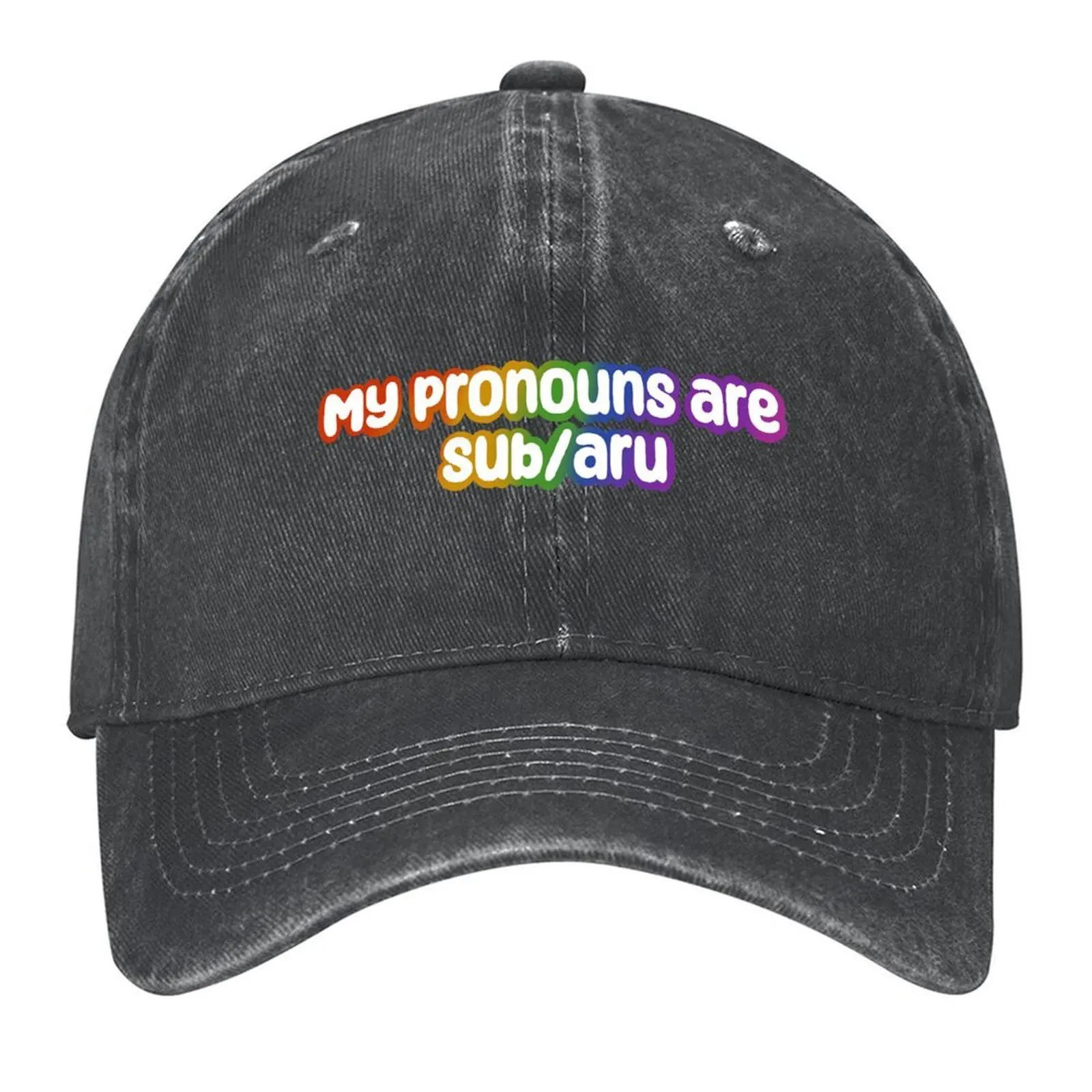 

My Pronouns are Subaru Rainbow Outline Baseball Cap Cosplay Sports Cap Sun Cap Hat men Mens Hats Women's
