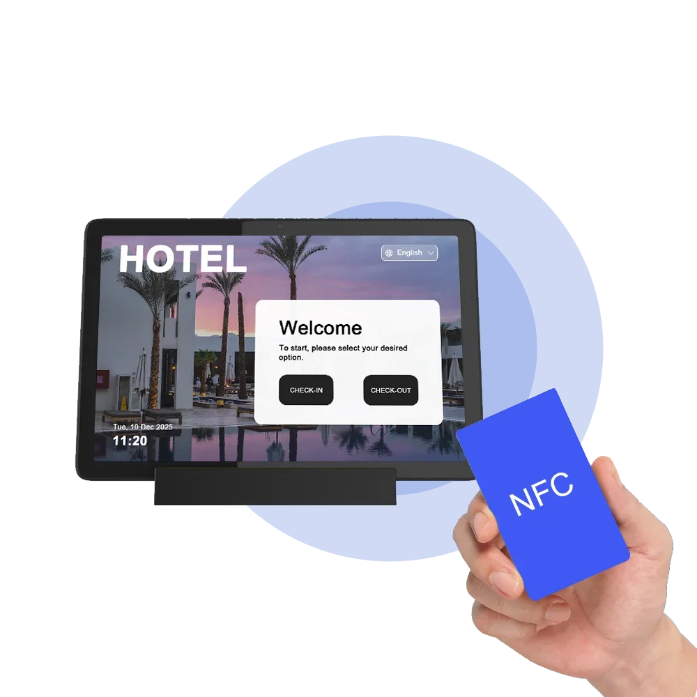 Front NFC android tablet touch screen tablet 10 inch Full HD screen nfc pos with desktop holder