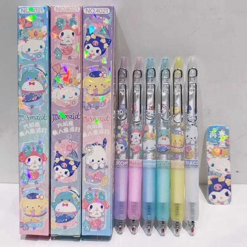 Imagem -03 - Sanrio Hello Kitty Kawaii Gel Pen Preto para Escrever Tinta Fluente e Constantemente Papelaria Estudantes 0.5 mm 24 Pcs