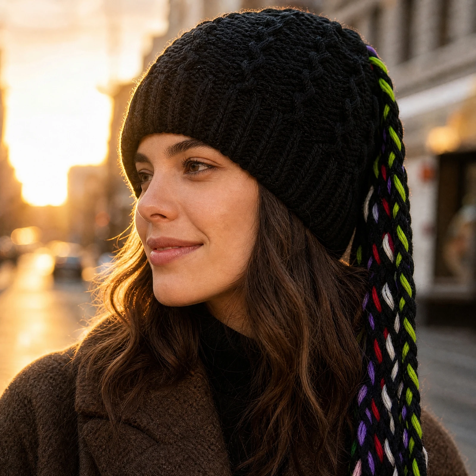 Beanie with Braided Dreadlock Extensions Warm Dreadlock Beanie Headpiece Cap with Dreadlocks Quirky Bohemian for Winter Outfits