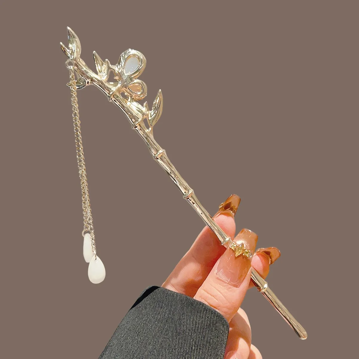 Green Bamboo Tassel Hair Stick For Han Costume Ancient Style Flower Pearl Hairpin Vintage Wedding Cheongsam Decor Hair Clasp view 4