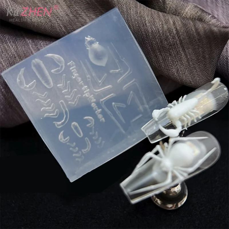 ثلاثية الأبعاد العنكبوت العقرب سيليكون قالب الأظافر لتقوم بها بنفسك الظلام الشرير نمط لينة ختم لوحات مانيكير الفن قالب أدوات قوالب الزينة #2