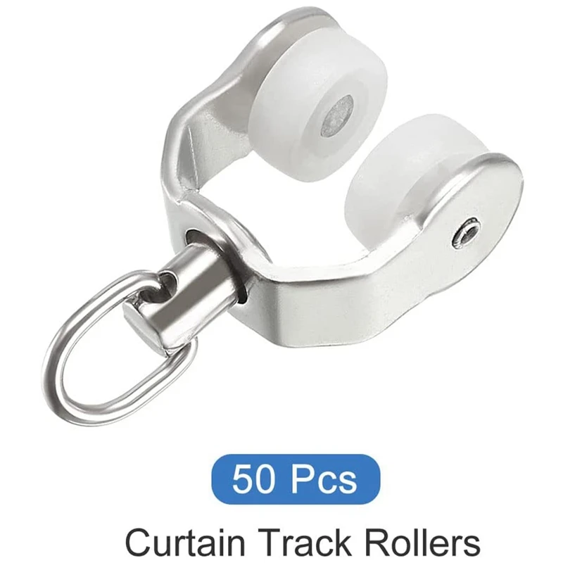 50 Pcs Stainless Steel Curtain Pulley Curtain Orbital Muffle Wheel For Home Window Curtain Tracks