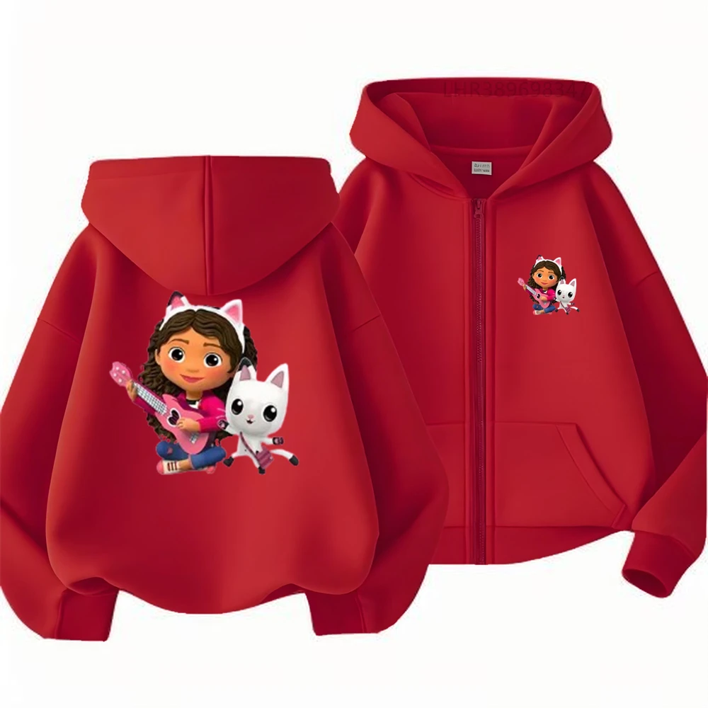 Kids Coat Zipper Hoodie Tops Black Boys Girls Purple Red Toddler Age 3-12 Casual Fashion Cute Gabbys Doll House  Autumn Clothing