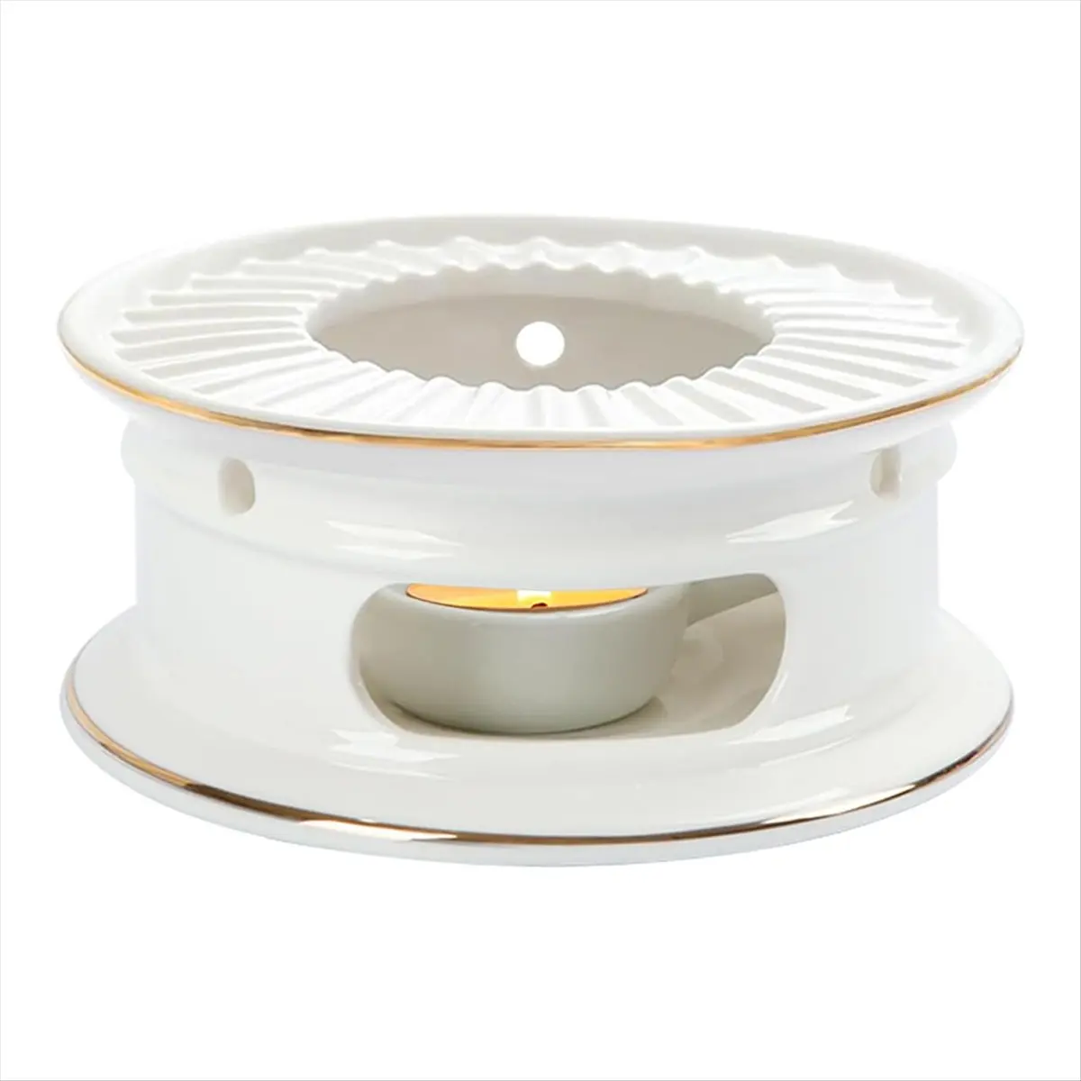 ABZF 2026 Teapot Warmer, Ceramic Tea Warmer with Tealight Holder, Teapot Heater for Heating Coffee, Milk, Tea Light Heater
