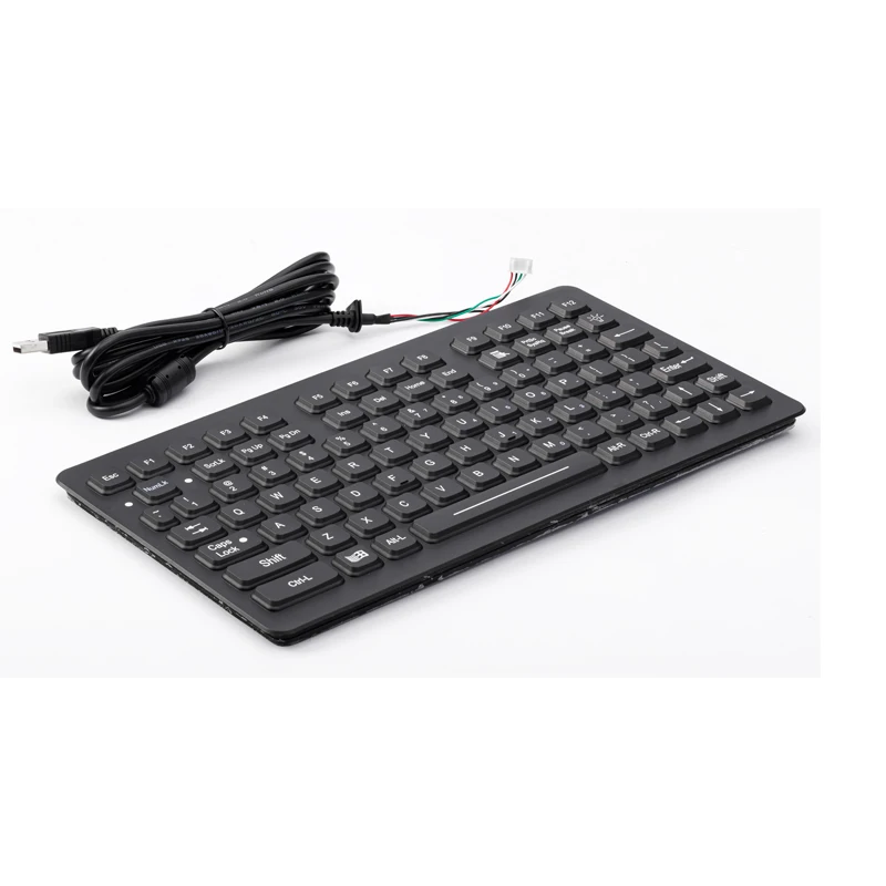 Teclado de goma de silicona Industrial retroiluminado compacto, huella pequeña, impermeable y a prueba de polvo