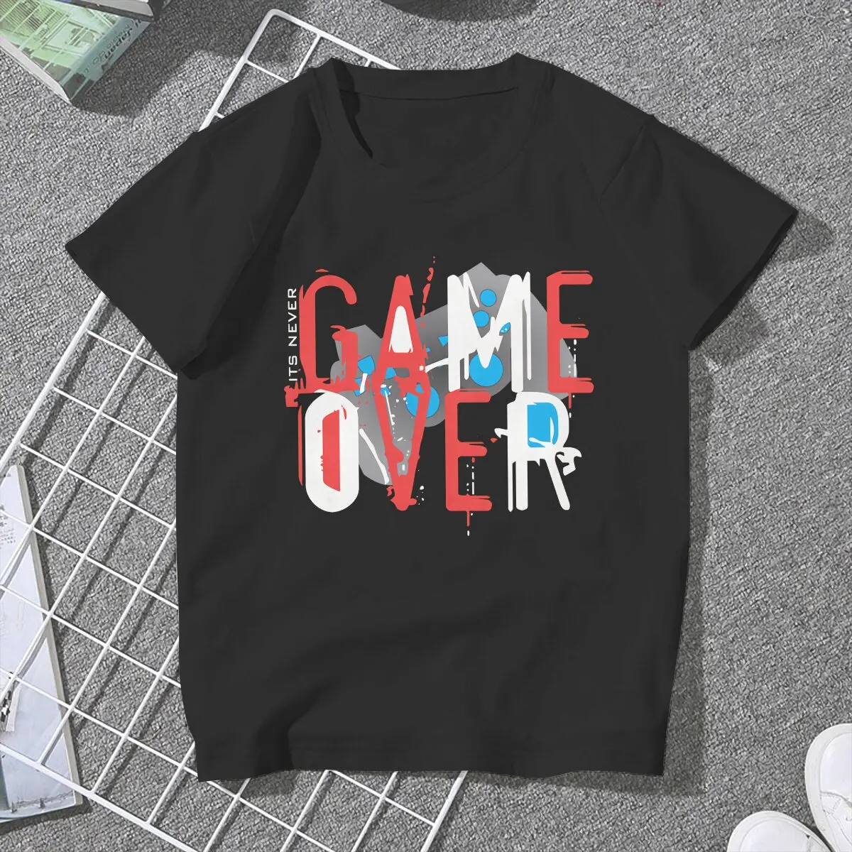 It's Never Game Over Sweet Girls Women T-Shirt Game Over Blusas Harajuku Casual Short Sleeve Vintage Tops