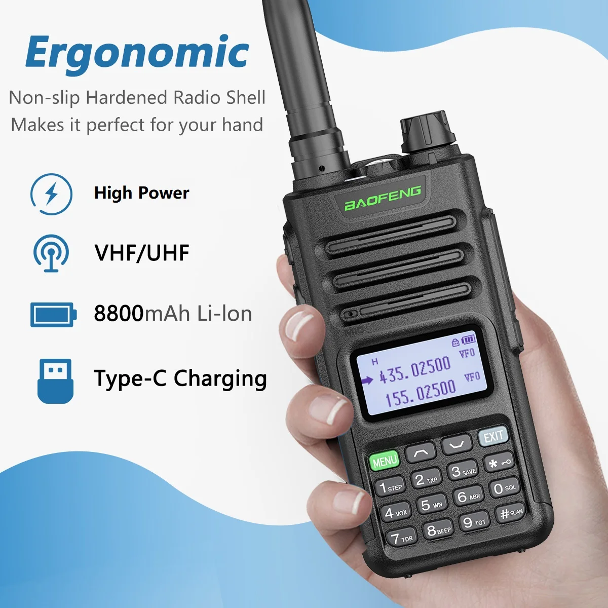 BaoFeng M-13 Pro Air Band Walkie Talkie 10w Wireless Copy Frequency 999CH Type-C Long Range UV 5R 13 Pro K5 Ham Two Way Radio