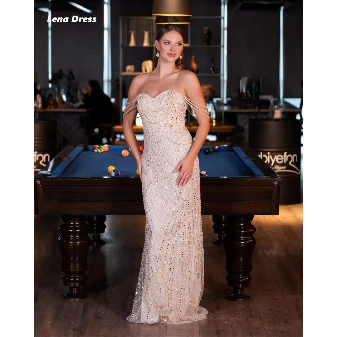 

Lena Customized Gala Dresses Elegant Evening Party Dresses Luxury 2025 Shiny Wedding Fish Tail Sleeveless Prom Gown Robe Soiree
