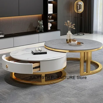 Image Round Low Coffee Table Storage Drawers Living Room Modern Coffee Table Simple Design Mesas De Centro Para Sala Smart Furniture