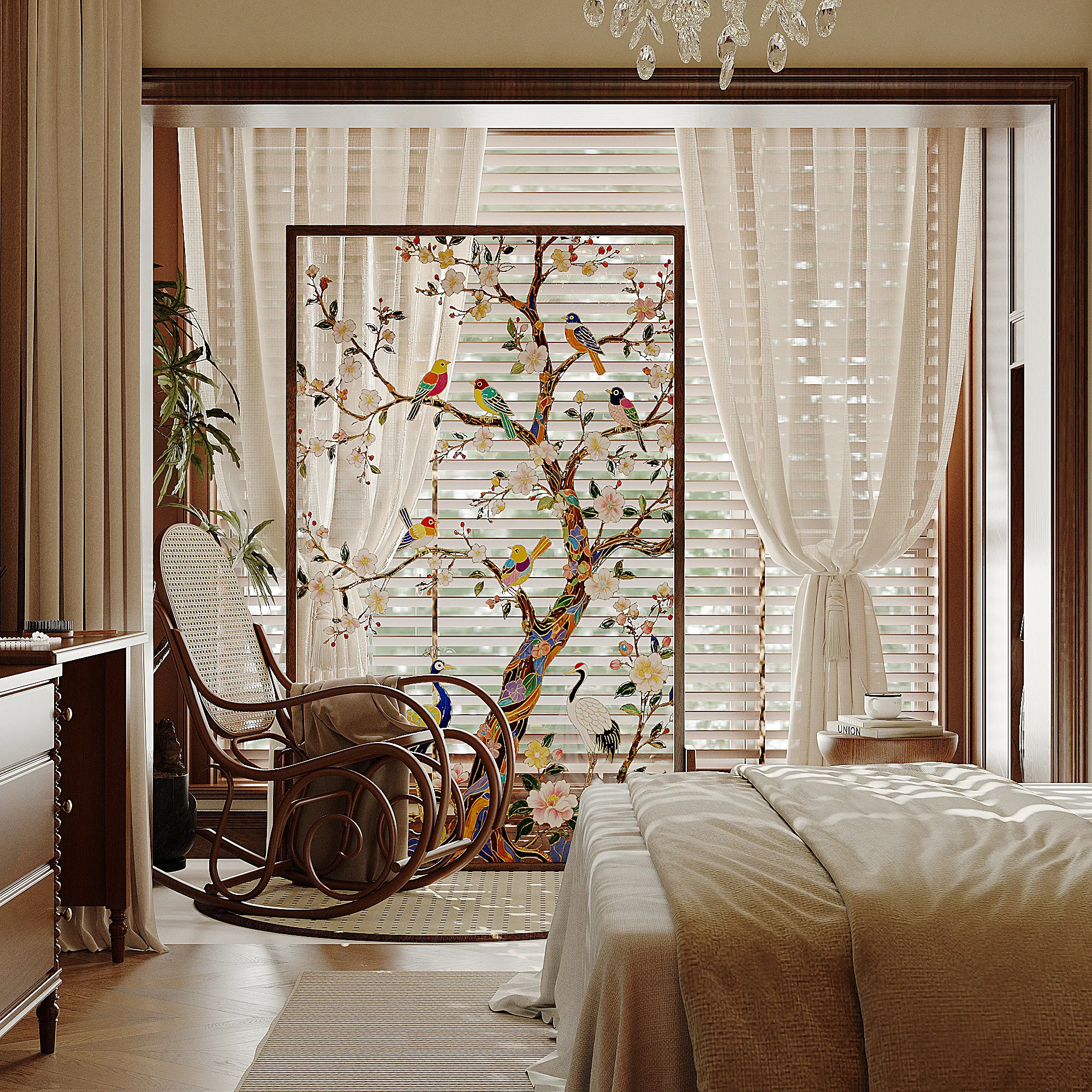 Glass screen partition living room new mobile fortune tree seat screen