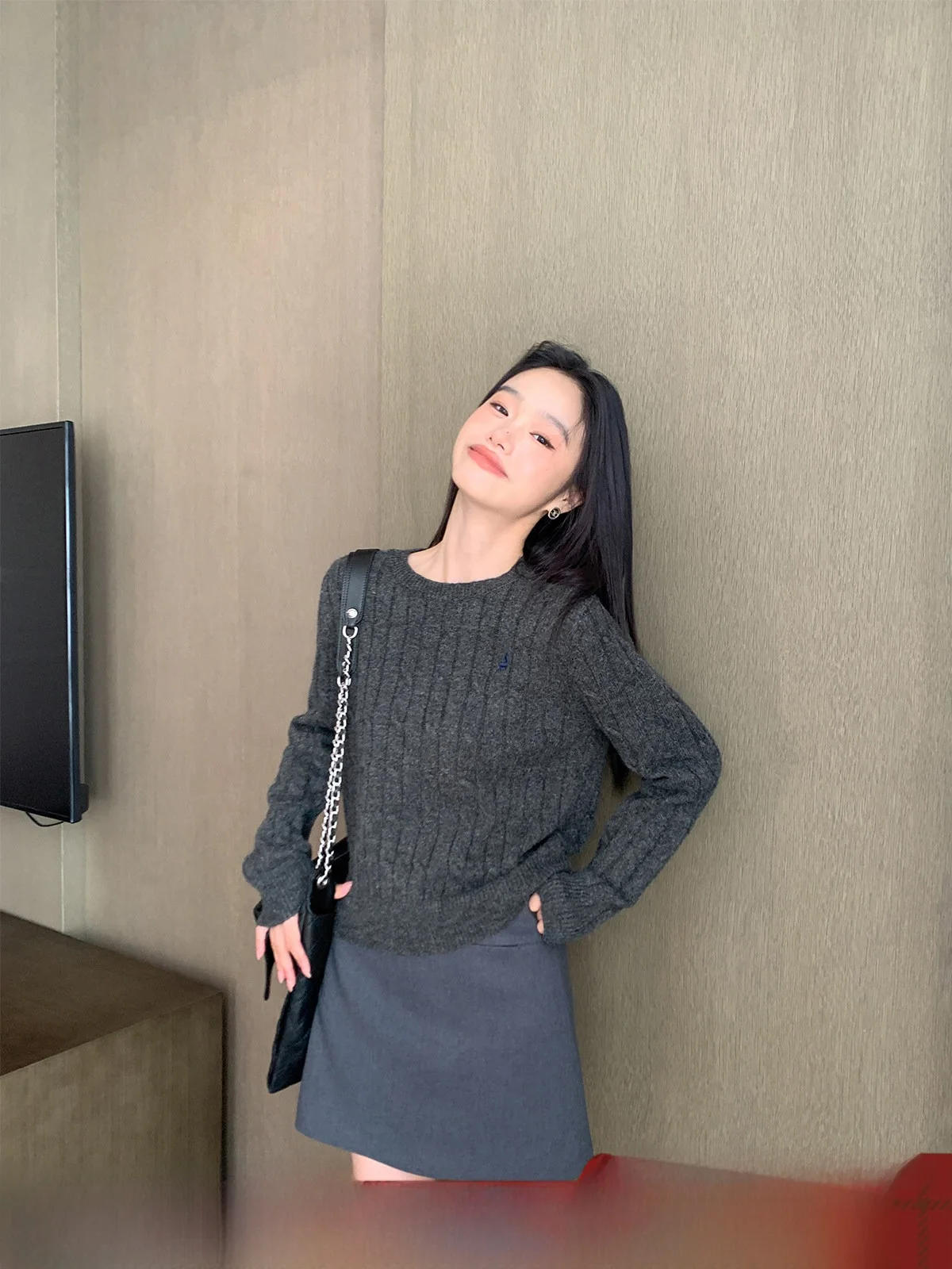 

Свободный женский вязаный свитер, круглый пуловер, трикотаж, верхняя одежда, удобный крой, ретро, ленивый, осенняя мода для женщин