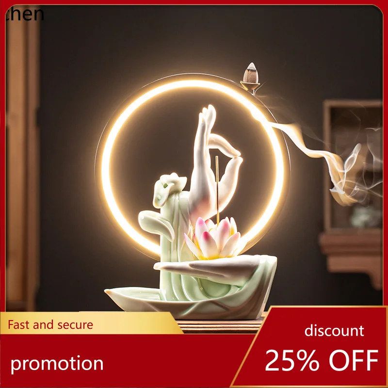 

Cz creative ceramic zen buddha hand lotus heart home incense burner lotus home decor ornament