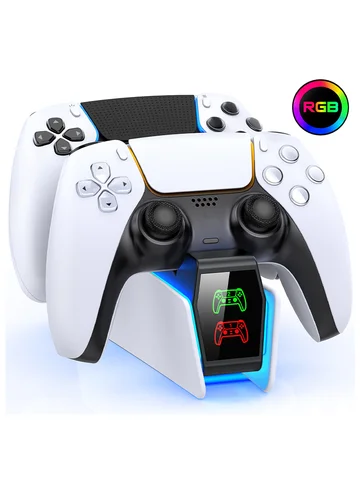 RGB Controller Charging Station For PS5 Dual Fast Charger RGB Indicator Charging Stand Docking Station For PS5 Gamepad