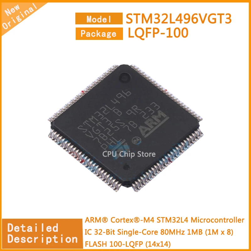 5Pcs/Lot  New Original STM32L496VGT3  STM32L496  Microcontroller IC 32-Bit Single-Core 80MHz 1MB (1M x 8) FLASH 100-LQFP (14x14)