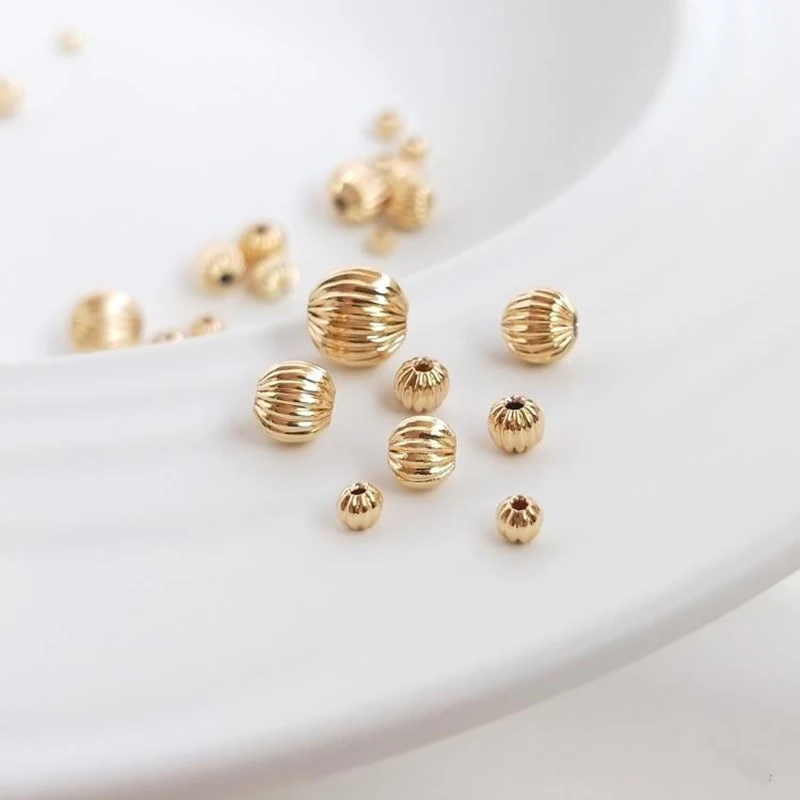 

20PCS 14K Gold Color Plated Brass Spacer Beads Pumpkin Beads High Quality For Handmade Jewelry Accessories