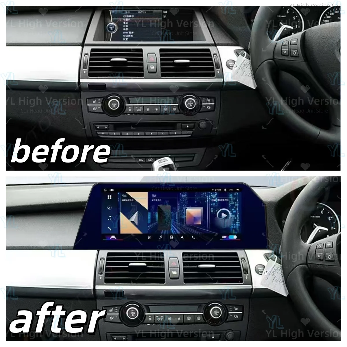 Android15 12.3inch Blade Screen Wireless CarPlay Car Radio For BMW X5 E70 X6 E71 2007-2013 4G GPS Multimedia Unit Bluetooth 5.0
