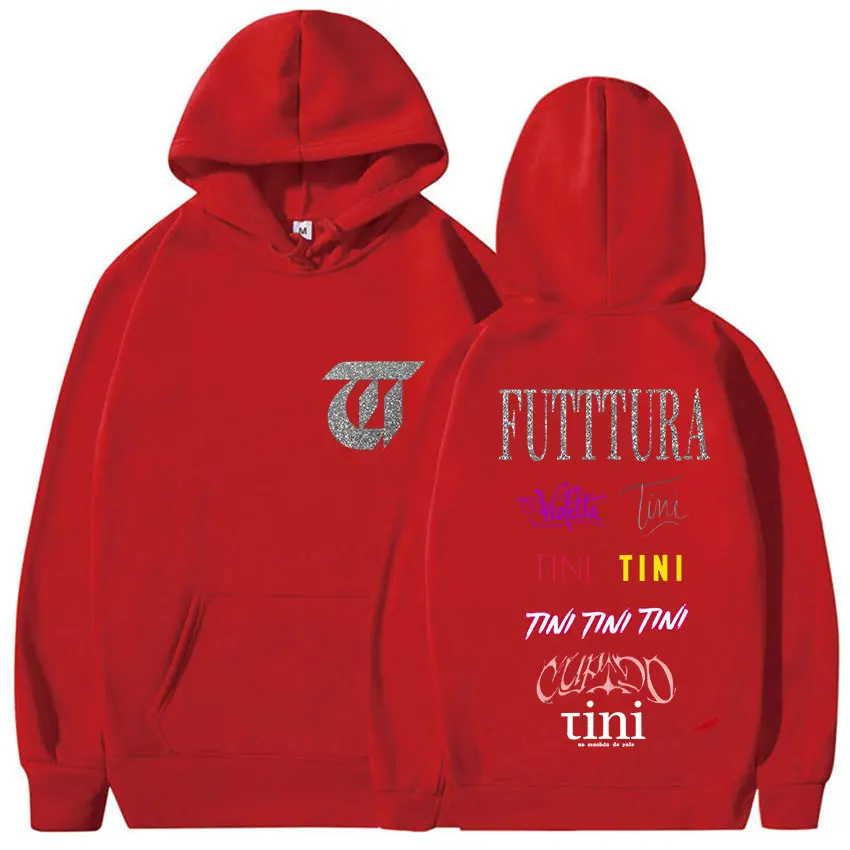 ألبوم جولة Fectura TINI STOESSEL 2025 Merch هوديس للجنسين روك قوطي كم طويل بلوزات ريترو الجمالية الصوف هودي القمم