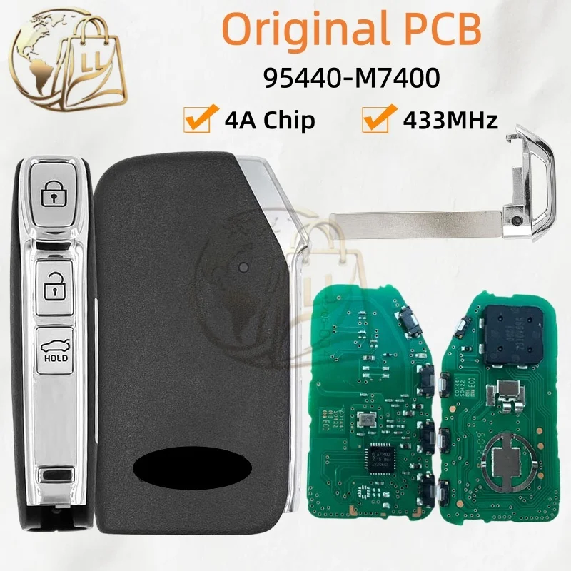 Original PCB For KIA Cerato 2023 Smart Remote Key  After-Sales Market Shell 3 Buttons 433 MHz 4A Chip FCC ID: 95440-M7400