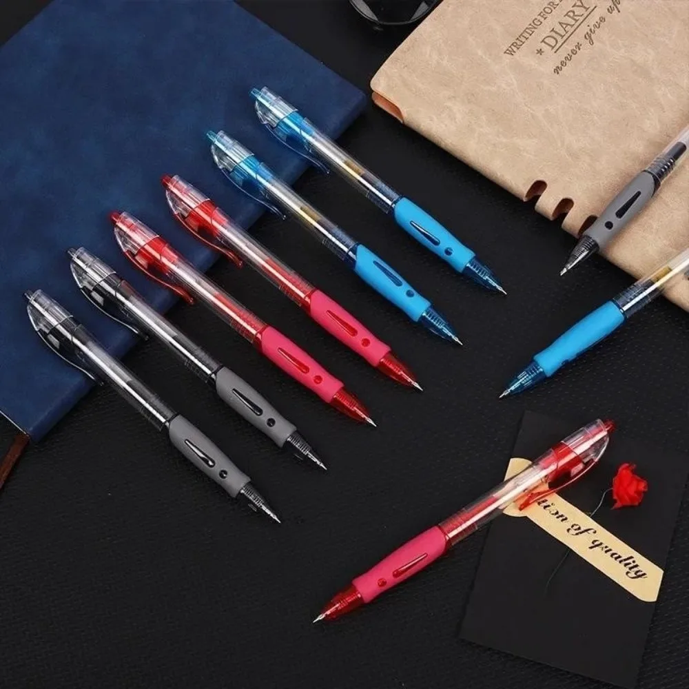 5 Pens+20 Refill Press Type Gel Pen Set 0.5mm Bullet Shaped Tip Black Blue Red Ink Set Student Writing Stationery Office Pen