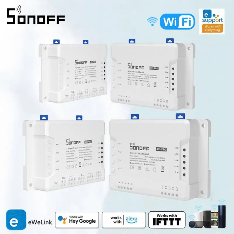 

SONOFF 4CH PRO R3/4CH R3 Smart Switch WiFi Wireless Switch Module Voice Control Support Alexa Google EWeLink Smartthings Alice