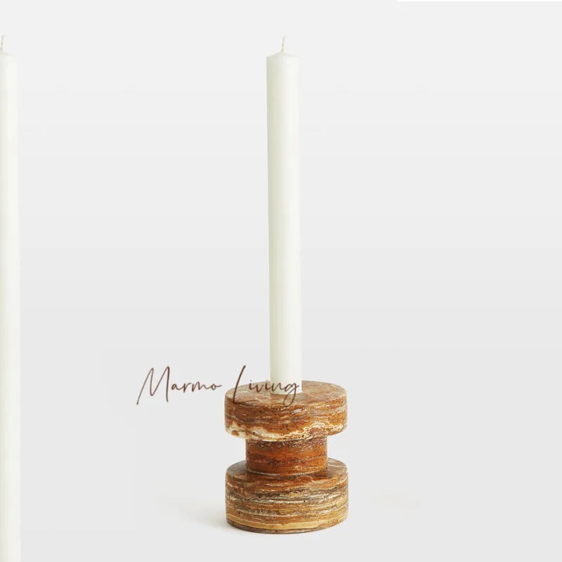 

British designer natural marble candlestick soft decoration villa model room porch living room dining room bedroom decoration