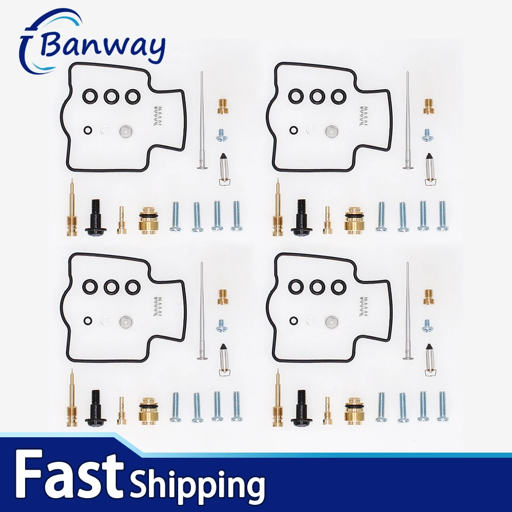 

4X For Kawasaki Ninja ZX9R ZX900 ZX900C 1998 1999 Carburetor Repair Kit Carb Rebuild Set Gaskets Jets Float Valve Needle