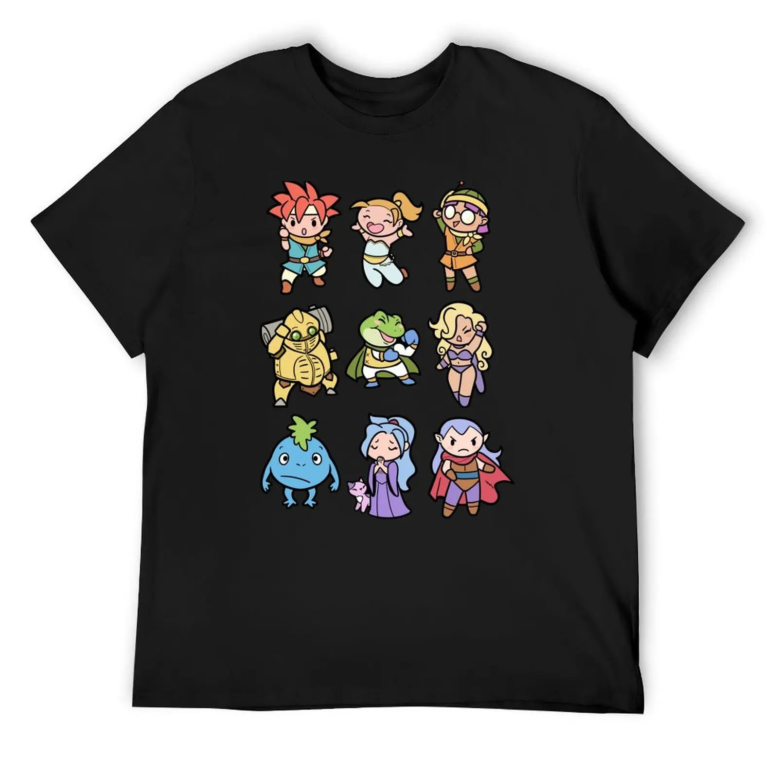 크로노 트리거-9 캐릭터 스퀘어 티셔츠, 래퍼 그래픽 티, 블루 아카이브, 속건성, 숭고한 남성 티셔츠, 하이 퀄리티