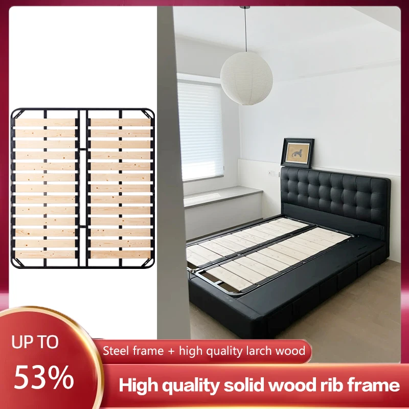 Row Frame Bed Frame Tatami Encrypted Moisture-proof Silent Bed Board Solid Wood Dragon Frame Support Frame Steel Frame Foldable