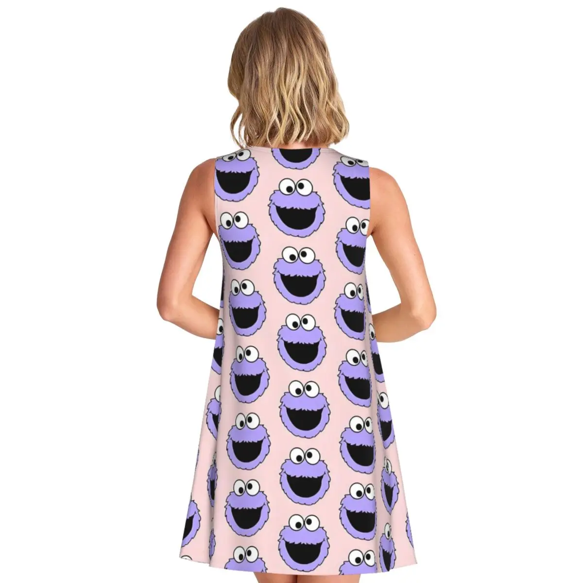 مخصص للسفر كوكي مونستر المرأة بلا أكمام فستان شاطئ الشاطئ عادية بلا أكمام فستان تلفزيون تعليمي للأطفال #2