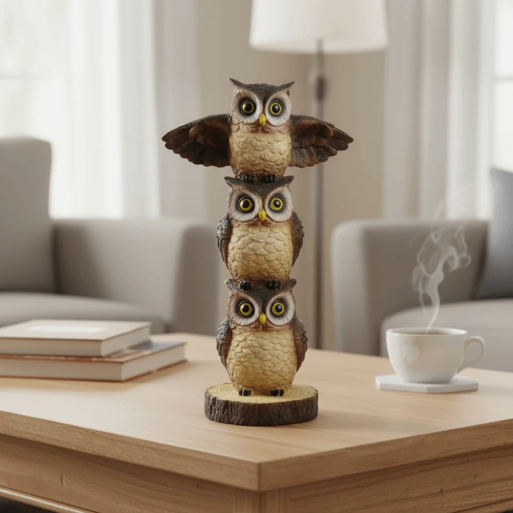 

Cute Handicraft Fake Owl Outdoor Sculpture Simulated Craft Resin Owl Statue Funny Model Lucky Owl Figurine Festival Decor