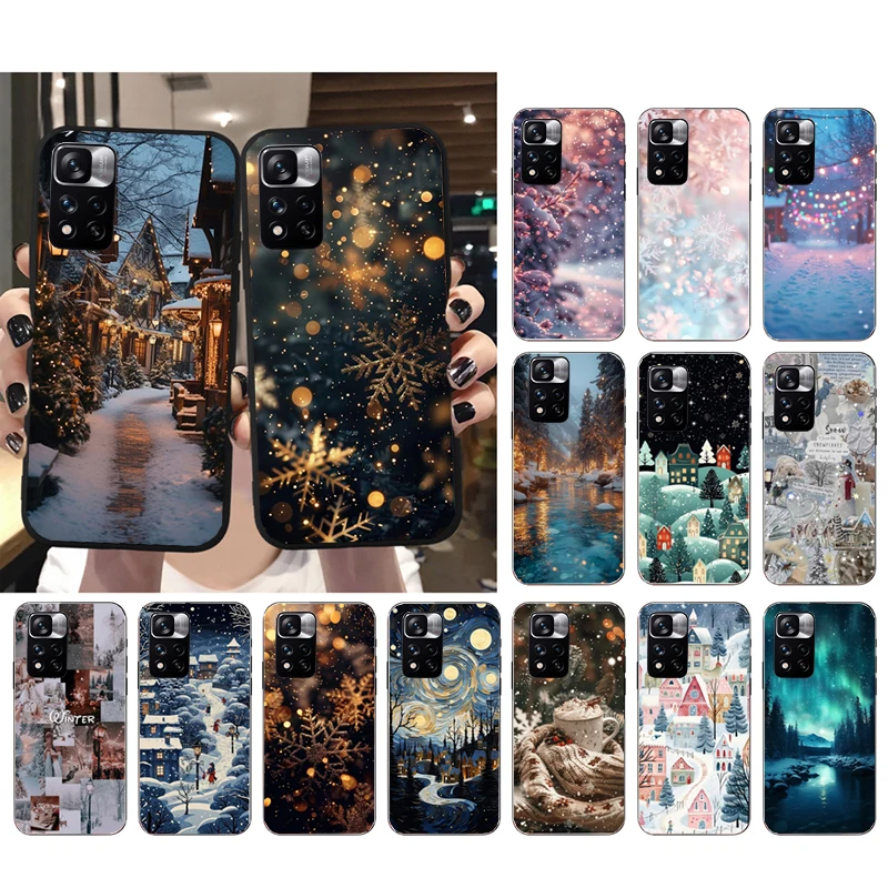 

Winter Christmas snowflake Funda Phone Case For Xiaomi Redmi note 14 Pro 14 13 12 11 10 Pro 14S 12S 11S Redmi 14C 13C 10