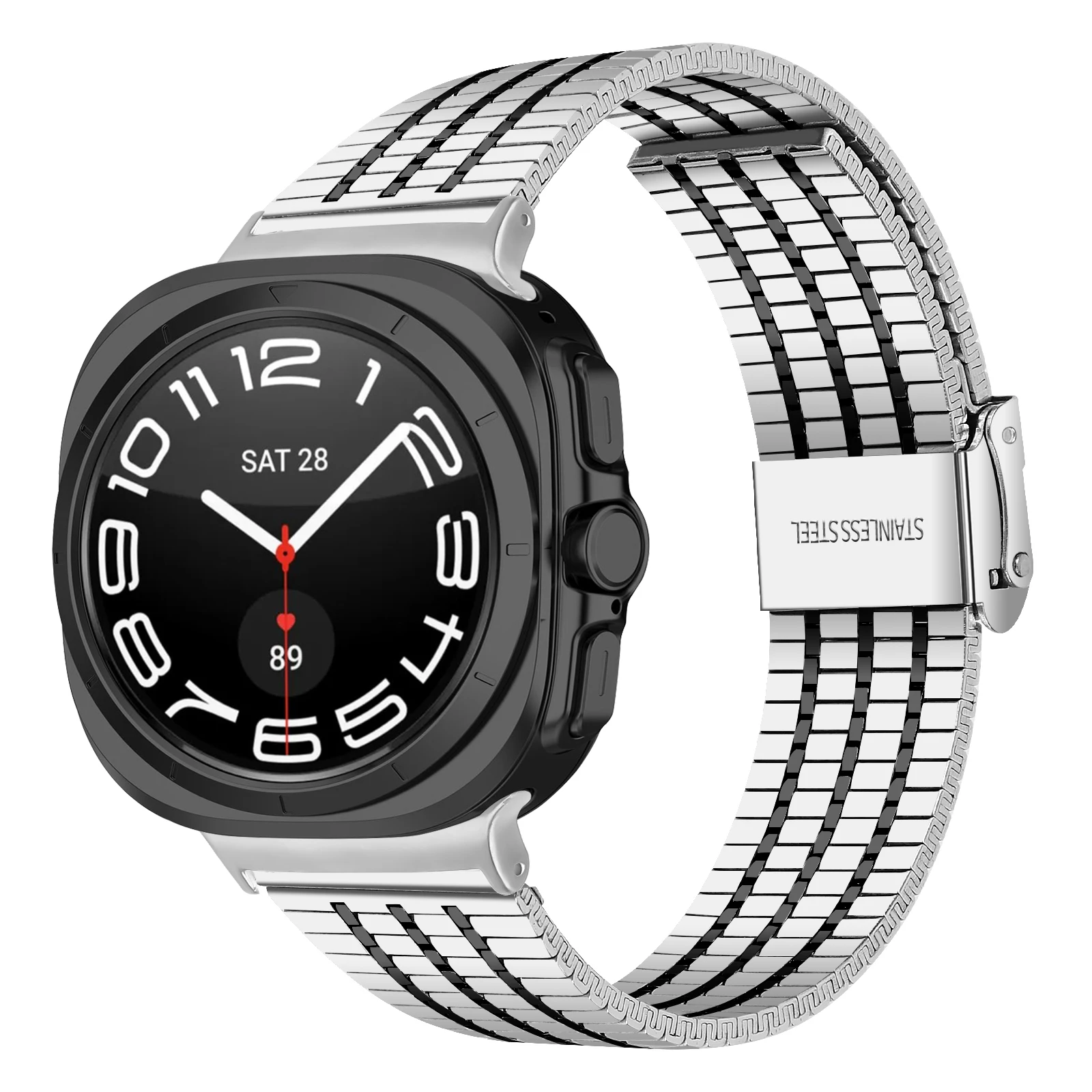 For Samsung galaxy watch 7 Ultra 47mm Strap Stainless Steel band Seven-Beads Metal Bracelet Correa for galaxy watch 7 Watchband