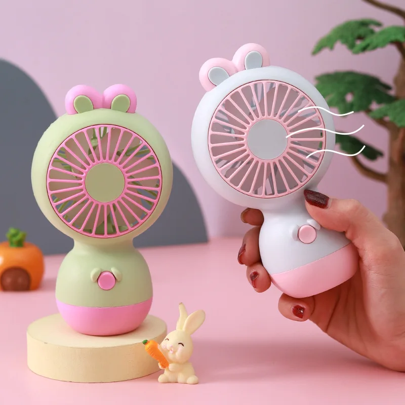 2025 New Desktop Small Fan Color Blocking Splicing Portable Cute Bunny Desktop Large Wind Fan Essential for Summer Coolness