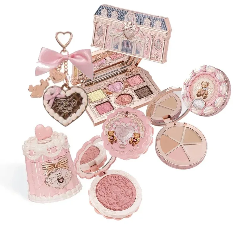 Flowerkaren maquillage coffrets cadeaux petit ange fard à paupières coquille bijoux glaçure à lèvres fard à joues fleur savoir l'ours doux Blush correcteur