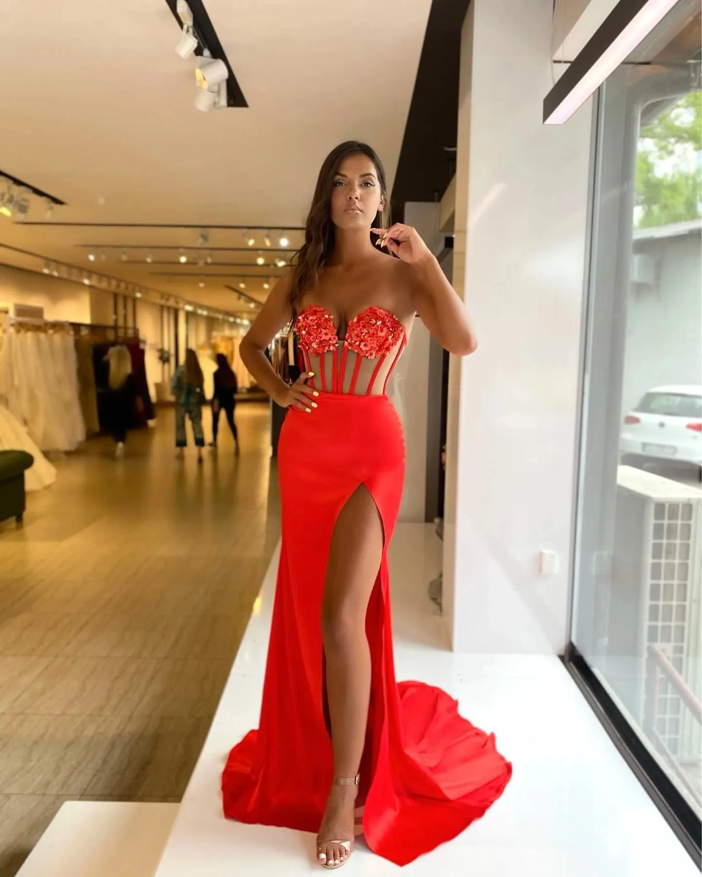 Robe de Bal Luxueuse en Forme de Sirène pour Femme, Tenue de Soirée Sexy, Élégante, Fendue sur le Côté, pour les Occasions Spéciales