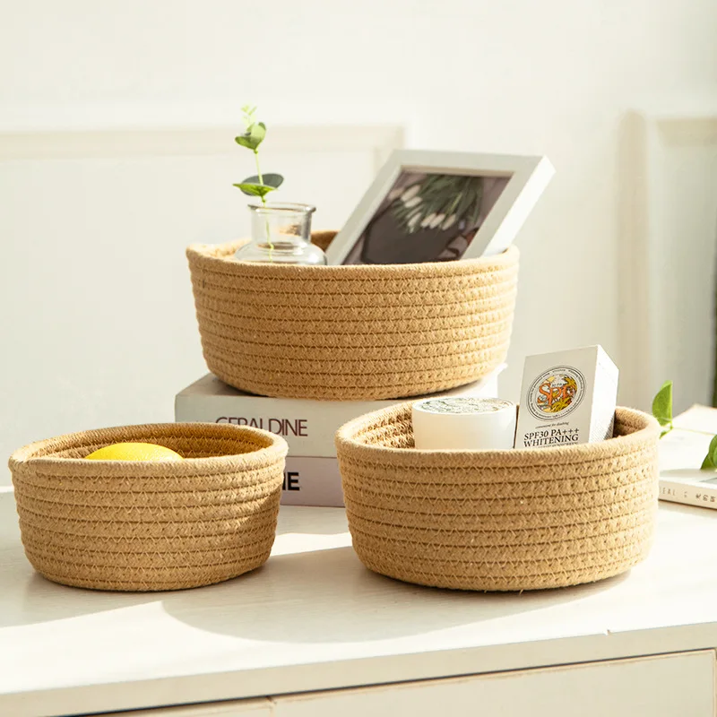 Cotton Thread Environmentally Friendly Sundries Woven Storage Basket Cosmetics Jewelry Desktop Storaging