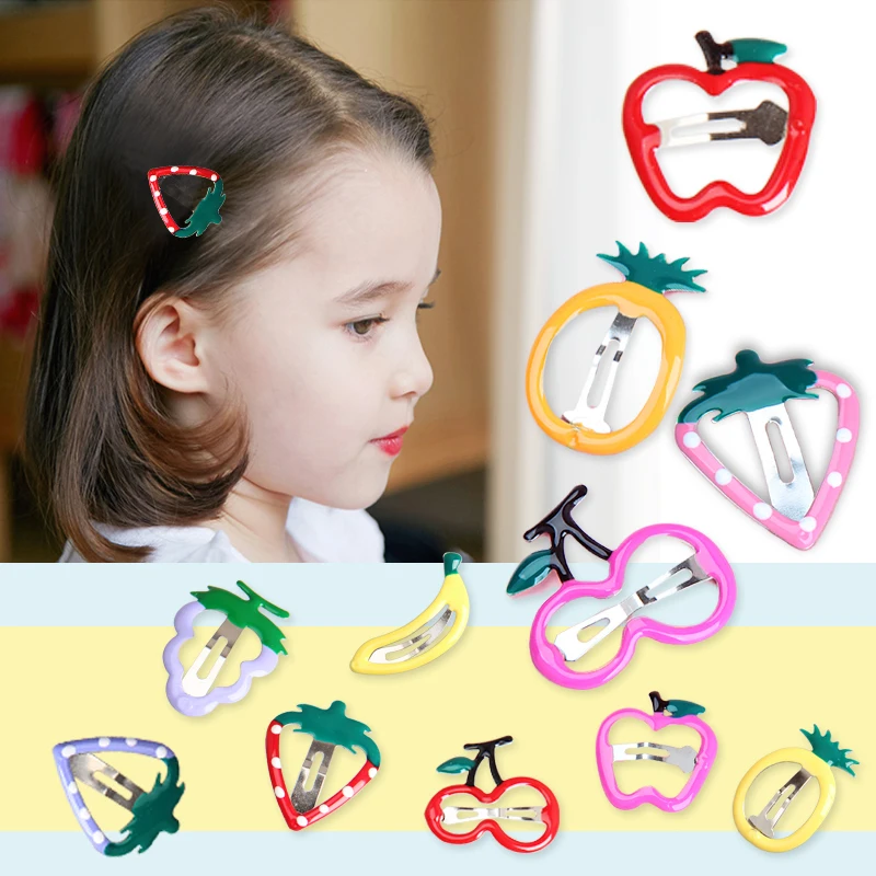 5PCS Children Fruits Hairpin Korean Sweet Cute Hair Accessories Girls Summer Strawberry Banana BB Hair Claw Clips Kids Headwear