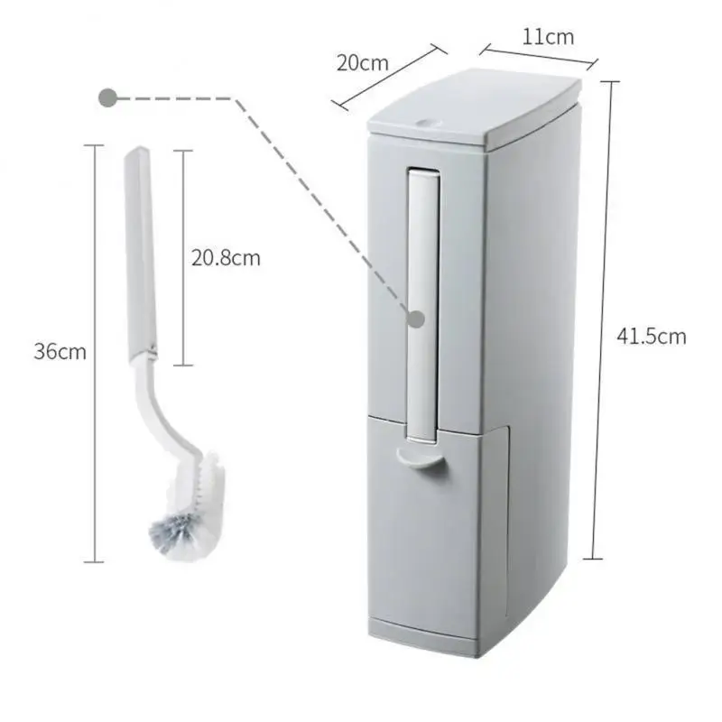 Narrow Trash Can Toilet Brush Set Press Type Open Cover Japanese Bathroom Dustbin Kitchen Garbage Bin Household Cleaning Tools