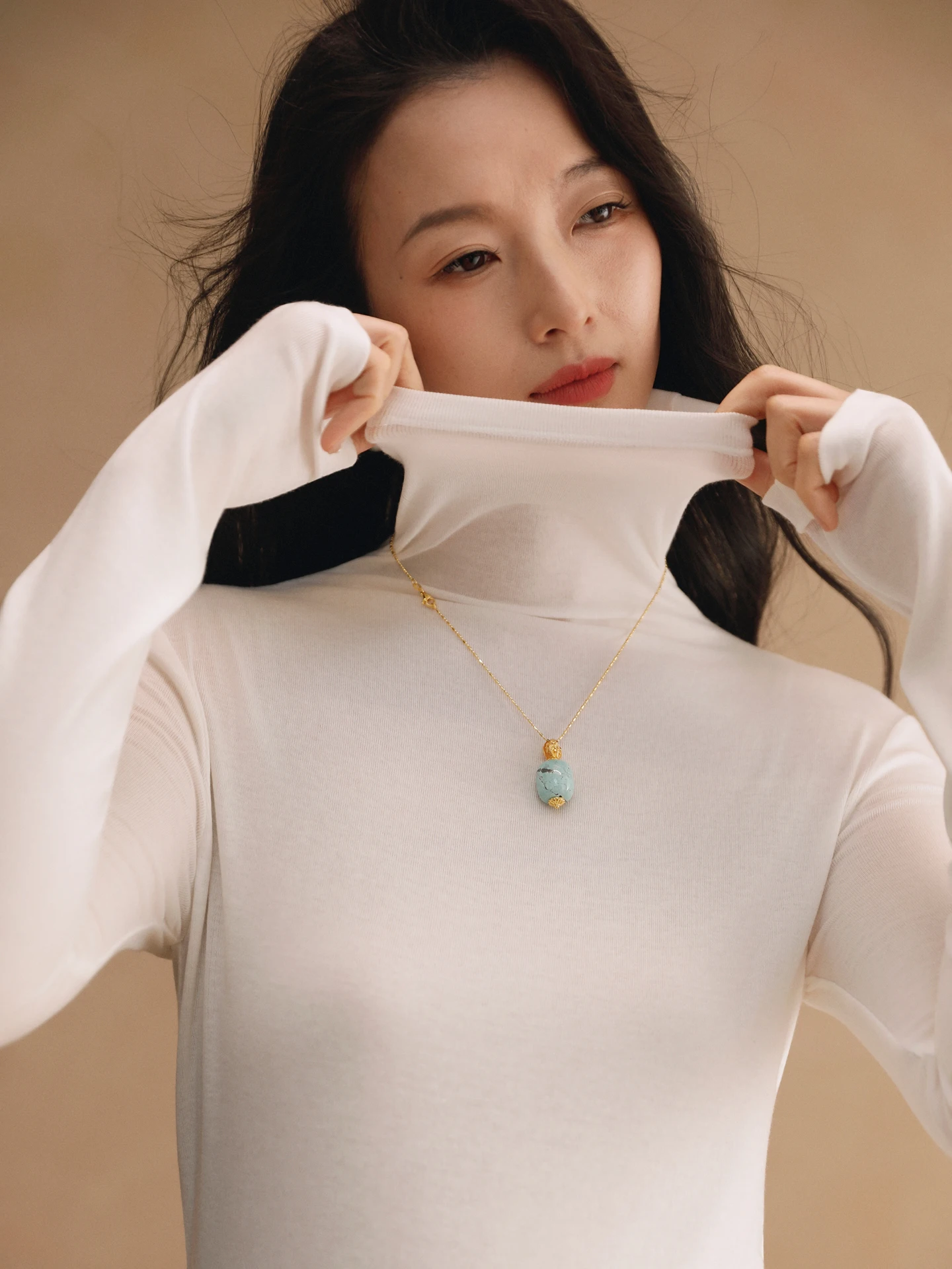 

Women's High Collar Long Sve Knitwear Wool Blend Comfortable Base Layer irt Versatile Quali Interface Simple Sle Spr...