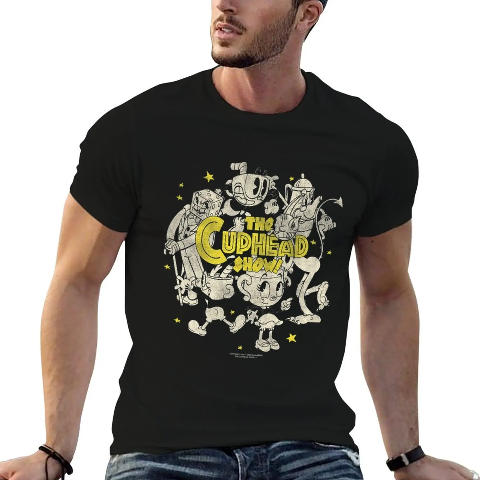 The Cuphead Show Circle Logo Group Premium T-Shirt anime figures graphic t shirts mens t shirts pack