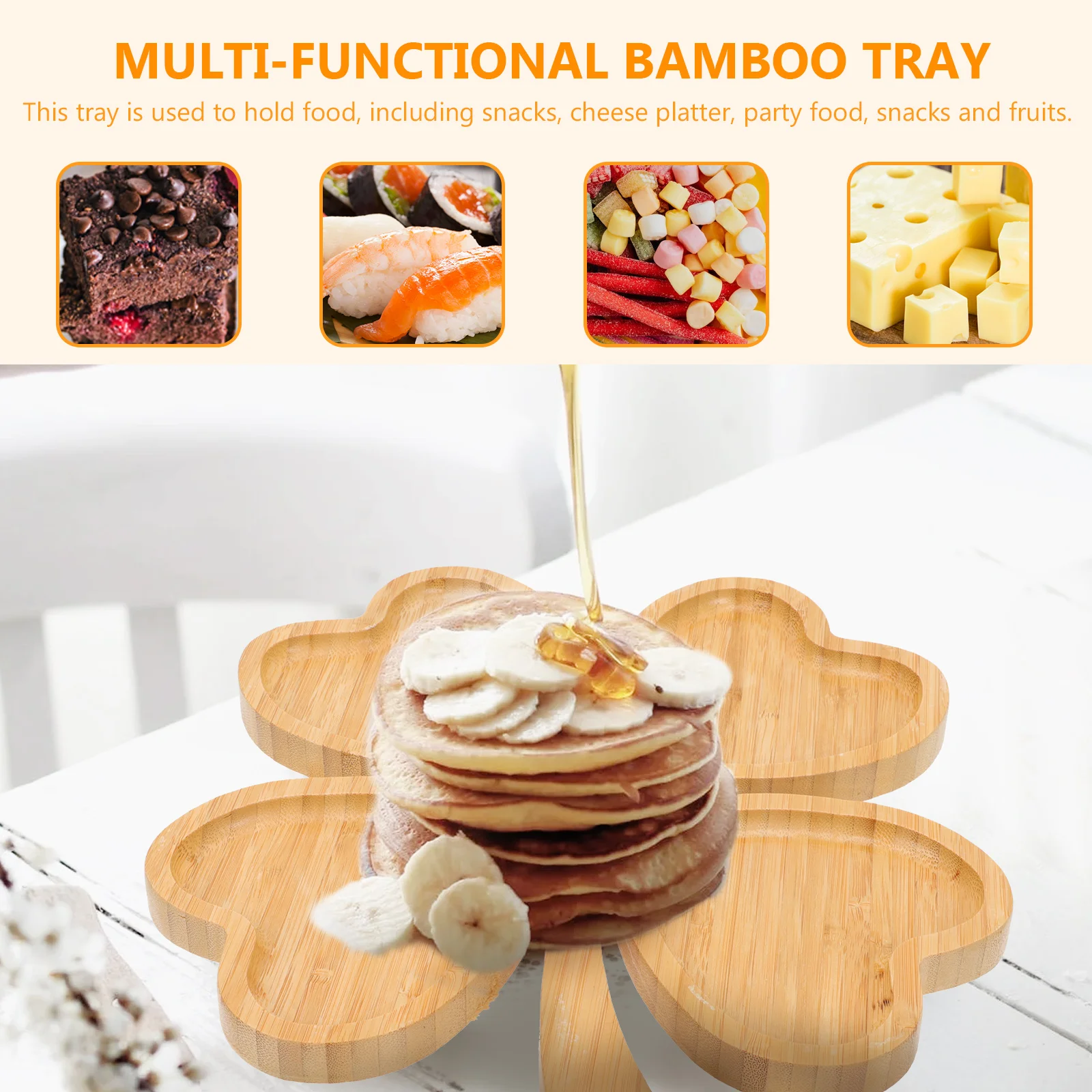 

1pcs Food Tray Eco-Friendly Material Sturdy Salad Sushi Dry Fruit Plate Smooth Finish Home Restaurant